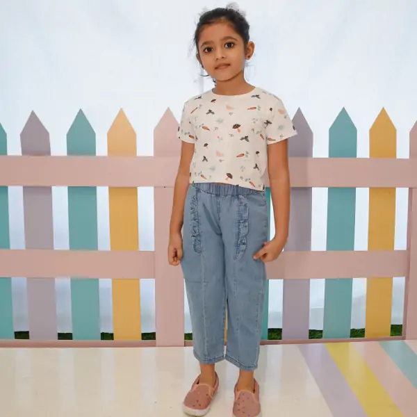 Denim ruffle pants - Shop Online Kids Fashion Clothing Store In India